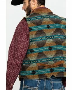 Scully Leatherwear Men's Southwestern Knit Back Suede Vest  Brown -Scully Shop 2000286657 200 P5