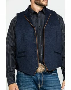 Scully RangeWear Men's Western Wool Four Pocket Vest  Blue -Scully Shop 2000286677 400 P4