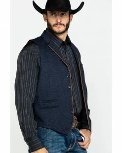 Scully RangeWear Men's Western Wool Four Pocket Vest  Blue -Scully Shop 2000286677 400 P5