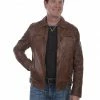 Scully Leatherwear Men's Brown Washed Lamb Leather Jacket  -Scully Shop 2000297266 200 P1
