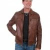 Scully Leatherwear Men's Brown Washed Lamb Leather Jacket - Big 