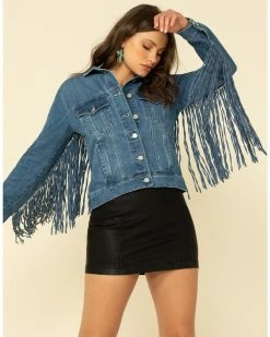 Honey Creek By Scully Women's Denim Fringe Twist Jacket  Blue -Scully Shop 2000324434 400 P1 1