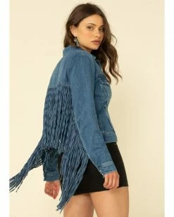 Honey Creek By Scully Women's Denim Fringe Twist Jacket  Blue -Scully Shop 2000324434 400 P4