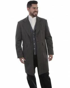 Scully Men's Leather Old West Black Striped Frock Coat -Scully Shop 2000329723 001 P1 1