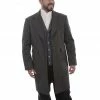 Scully Men's Leather Old West Black Striped Frock Coat