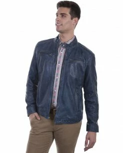 Scully Men's Denim Leather Jacket Indigo 7 Scully Men's Denim Leather Jacket Indigo -Scully Shop 2000329739 402 P1 1