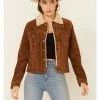Scully Women's Brown Sherpa Lined Snap Front Trucker Jacket  -Scully Shop 2000348592 200 P1