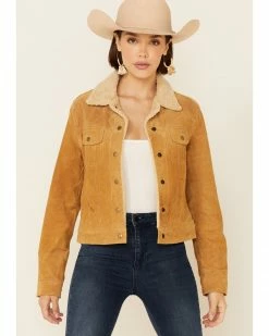 Scully Women's Brown Sherpa Lined Snap Front Trucker Jacket  -Scully Shop 2000348592 280 P1