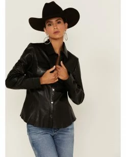 Scully Women's Rich Lamb Lined Snap-Front Leather Shirt Jacket  Cognac -Scully Shop 2000348609 001 P1