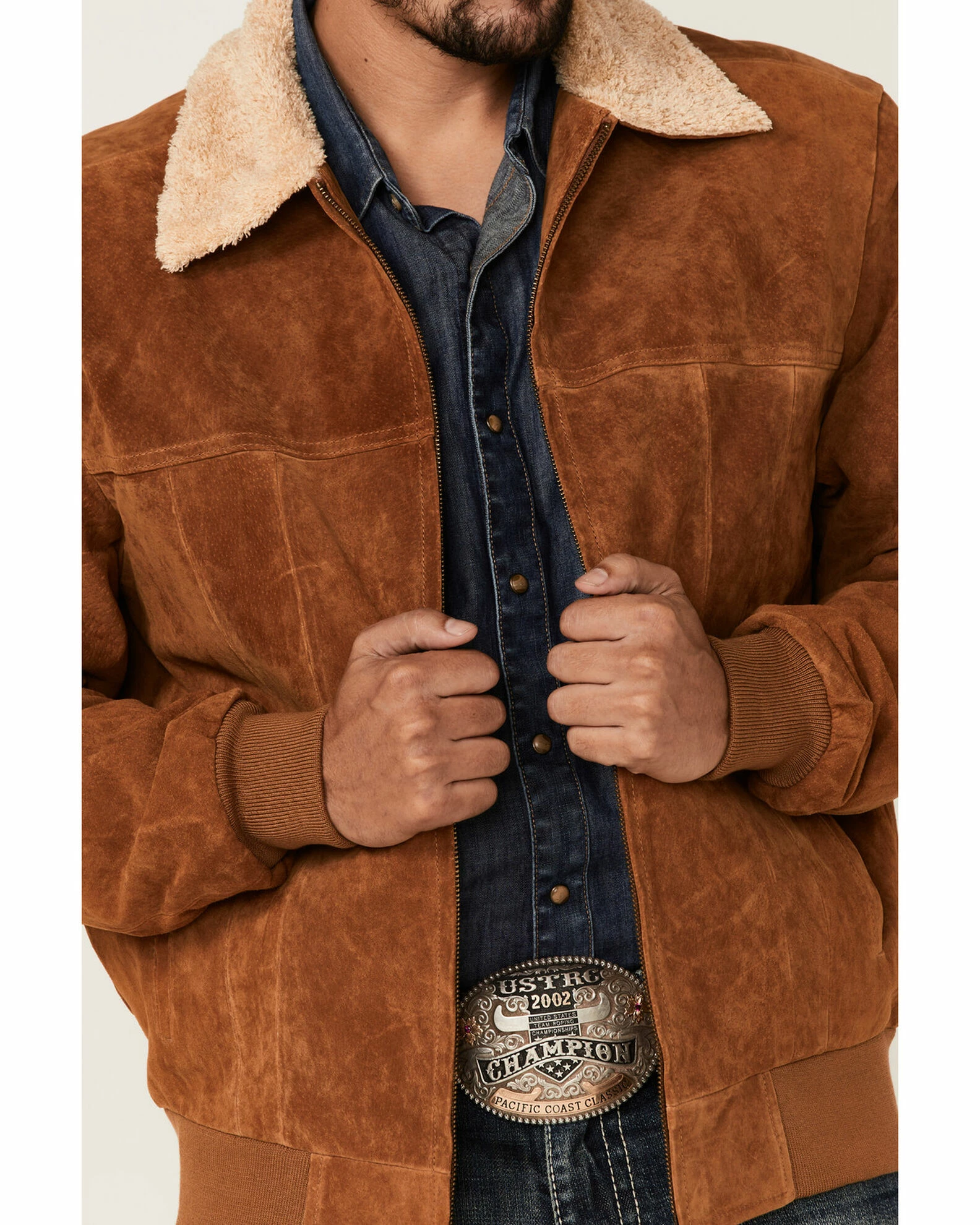 Scully Men's Brown Sherpa Collar Bomber Jacket 5 Scully Men's Brown Sherpa Collar Bomber Jacket - Image 3