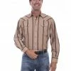 Scully Men's Tan Stripe Long Sleeve Snap Western Shirt  -Scully Shop 2000354479 280 P1