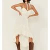 Scully Women's Embroidered Ruffled Hi-Lo Dress Cream -Scully Shop 2000363820 110 P1