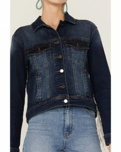 Scully Women's Rhinestone Fringe Denim Jacket Blue -Scully Shop 2000363825 400 P3
