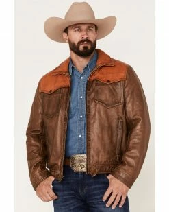 Scully Men's Color Block Leather Jacket Tan