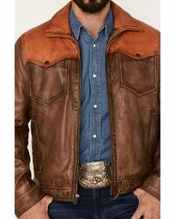Scully Men's Color Block Leather Jacket Tan -Scully Shop 2000377878 280 P3