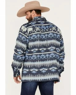 Scully Men's Buffalo Southwestern Stripe Print Shacket Blue -Scully Shop 2000377881 400 P4