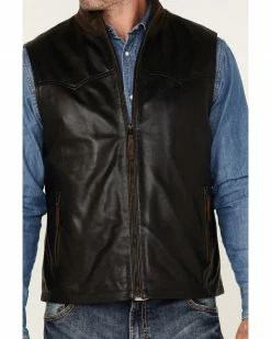 Scully Men's Zip-Up Leather Vest Black -Scully Shop 2000377887 001 P3
