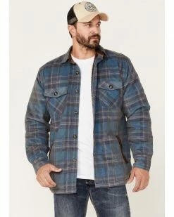 Scully Sculy Men's Plaid Print Corduroy Sherpa Lined Button Jacket Navy