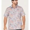Scully Men's Birds Of Paradise Floral Print Short Sleeve Button-Down Western Shirt  Red -Scully Shop 2000377895 600 P1