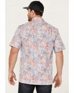 Scully Men's Birds Of Paradise Floral Print Short Sleeve Button-Down Western Shirt  Red -Scully Shop 2000377895 600 P4
