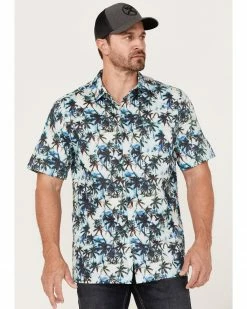 Scully Men's Palm Trees Floral Print Short Sleeve Button-Down Western Shirt  White -Scully Shop 2000377896 100 P1 1