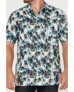 Scully Men's Palm Trees Floral Print Short Sleeve Button-Down Western Shirt  White -Scully Shop 2000377896 100 P3