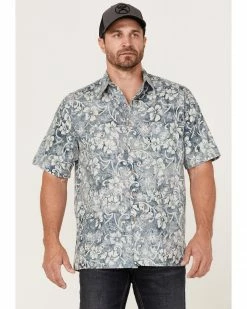 Scully Men's Floral Teal Print Short Sleeve Button-Down Western Shirt  -Scully Shop 2000377897 442 P1 1