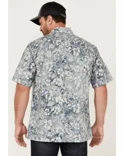 Scully Men's Floral Teal Print Short Sleeve Button-Down Western Shirt  -Scully Shop 2000377897 442 P4