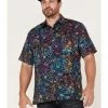 Scully Men's Paisley Floral Print Short Sleeve Button-Down Western Shirt  Dark Blue -Scully Shop 2000377898 401 P1