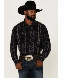 Scully Men's Jacquard Southwestern Stripe Snap Western Shirt 