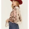 Scully Women's Satin Paisley Print Long Sleeve Fringe Western Shirt  Brown -Scully Shop 2000378306 200 P1