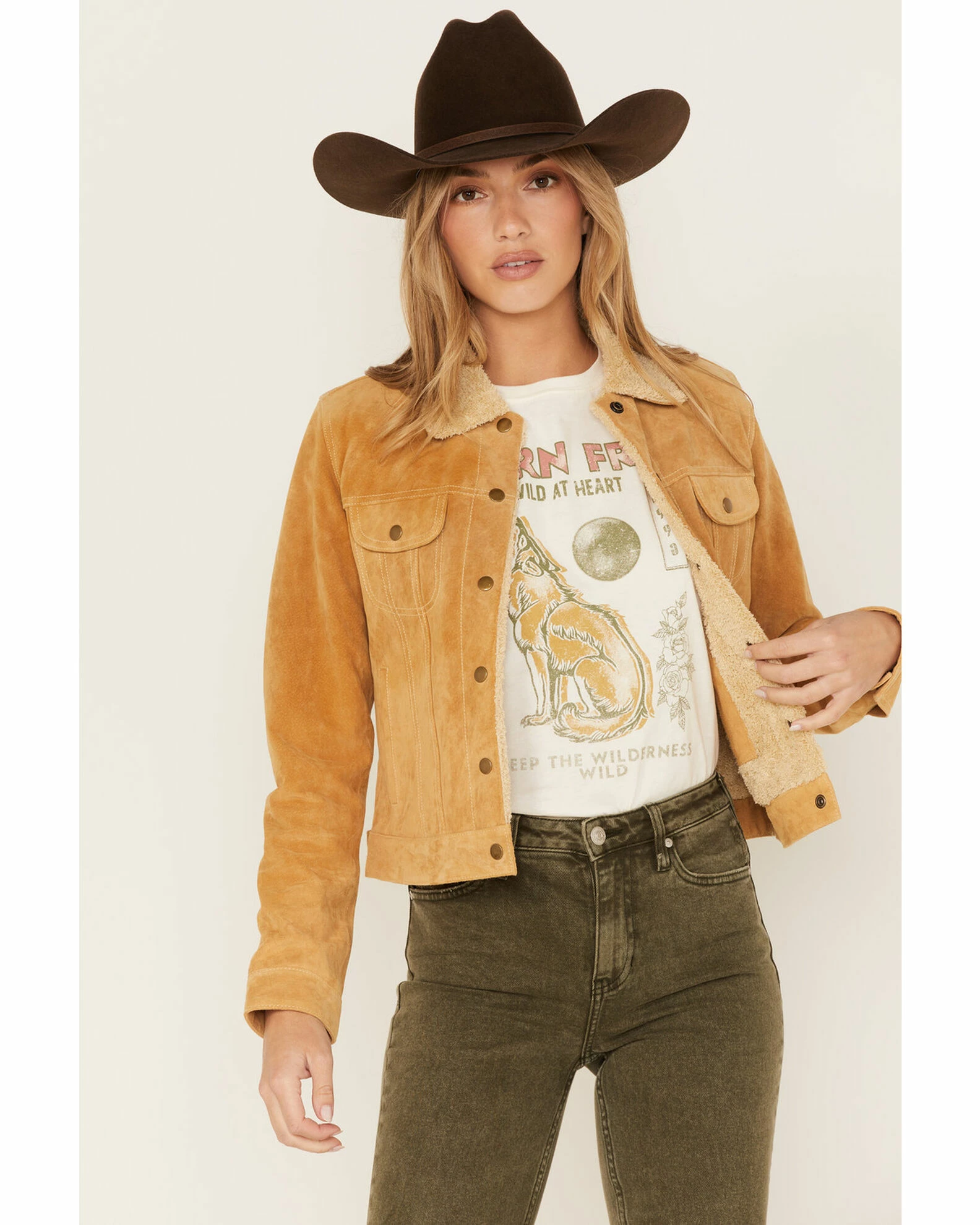 Scully Women's Sherpa Trucker Snap Jacket Tan 4 Scully Women's Sherpa Trucker Snap Jacket Tan - Image 2