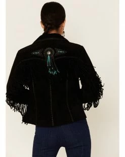 Scully Women's Fringe & Beaded Suede Jacket Black -Scully Shop 2000378312 001 P3