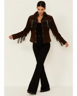 Scully Fringe & Beaded Boar Suede Leather Jacket For Women's Chamois -Scully Shop 225958 47 P4