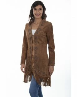 Scully Women's Fringe Embroidered Suede Coat Brown -Scully Shop 225C21 200 P1