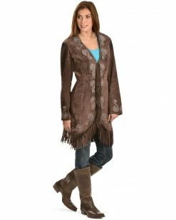 Scully Women's Fringe Embroidered Suede Coat Brown -Scully Shop 225C21 41 P1 1
