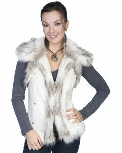Scully Women's Suede Faux Fur Vest Off White -Scully Shop 225D16 07 P1