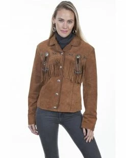 Scully Beaded Fringe Boar Suede Jacket For Women's Eggplant