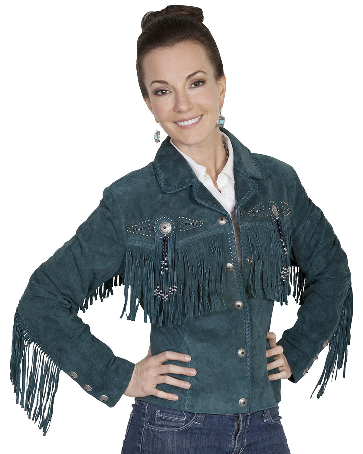 Scully Beaded Fringe Boar Suede Jacket For Women's Eggplant 6 Scully Beaded Fringe Boar Suede Jacket For Women's Eggplant - Image 4