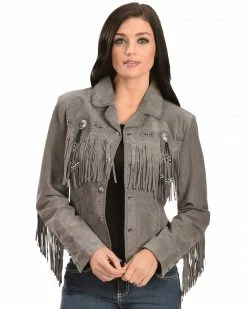 Scully Beaded Fringe Boar Suede Jacket For Women's Eggplant 9 Scully Beaded Fringe Boar Suede Jacket For Women's Eggplant -Scully Shop 225F66 80 P1