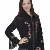 Scully Embroidered Zip-Up Suede Jacket For Women's Black -Scully Shop 225F69 89 P1