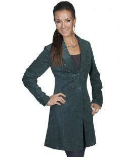 Scully Embroidered Boar Suede Long Coat For Women's -Scully Shop 225F73 55 P1 1