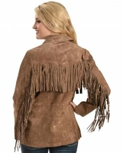 Scully Boar Suede Fringe Jacket For Women's Cinnamon -Scully Shop 225G47 JD P2