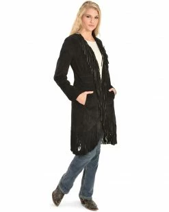 Scully Women's Suede Fringe Maxi Coat Black -Scully Shop 225G67 89 P1 1