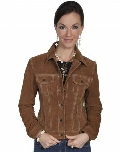 Scully Women's Classic Boar Suede Jacket Brown -Scully Shop 225H63 41 D2