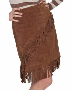 Scully Short Fringe Boar Suede Skirt For Women's Black -Scully Shop 225H73 JD P1 1