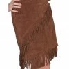Scully Short Fringe Boar Suede Skirt For Women's Black -Scully Shop 225H73 JD P1
