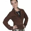 Scully Leatherwear Lamb Suede Lace Panel Jacket For Women's Brown -Scully Shop 225J46 41 P1