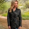 Scully Leatherwear Washed Lamb Leather Adjustable Belt Coat For Women's Black -Scully Shop 225J51 89 P1