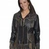 Scully Women's Fringe Tooled Leather Jacket Brown -Scully Shop 225J52 41 P1